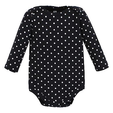 Hudson Baby Infant Girl Cotton Long-Sleeve Bodysuits, Winter Bows 3-Pack