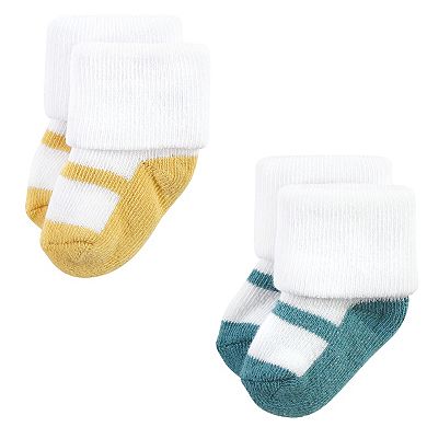Hudson Baby Infant Girls Cotton Rich Newborn and Terry Socks, Soft Earth Tone Shoes