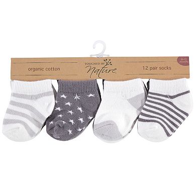 Touched by Nature Baby Unisex Organic Cotton Socks, Cream Charcoal Stars