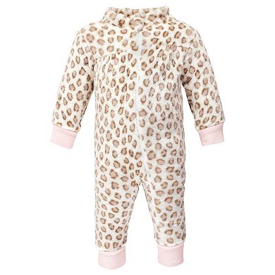 Hudson Baby Infant Girl Plush Jumpsuits, Blush Rose