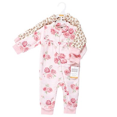 Hudson Baby Infant Girl Plush Jumpsuits, Blush Rose