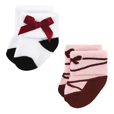 Hudson Baby Infant Girl Cotton Rich Newborn and Terry Socks, Ballet 12-Pack