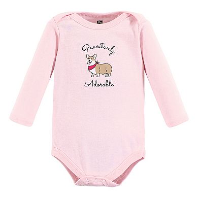 Hudson Baby Infant Girl Cotton Long-Sleeve Bodysuits, Girl Dogs 3-Pack