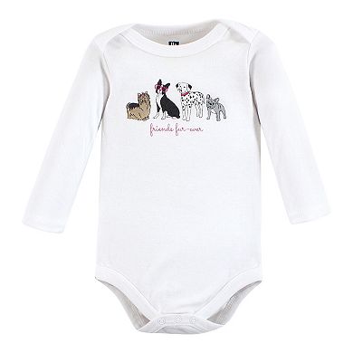 Hudson Baby Infant Girl Cotton Long-Sleeve Bodysuits, Girl Dogs 3-Pack