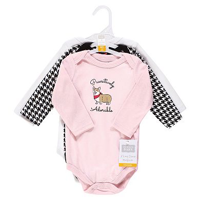 Hudson Baby Infant Girl Cotton Long-Sleeve Bodysuits, Girl Dogs 3-Pack