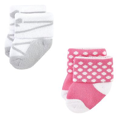 Luvable Friends Infant Girl Newborn and Baby Terry Socks, Ballet
