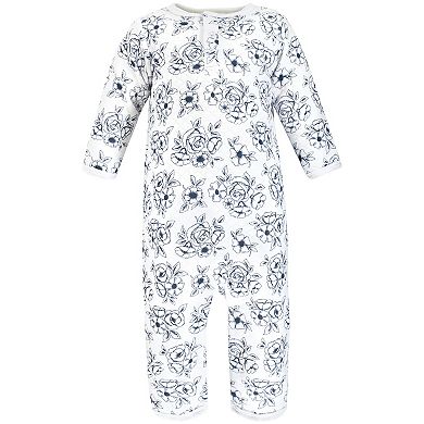 Hudson Baby Infant Girl Premium Quilted Coveralls, Blue Toile