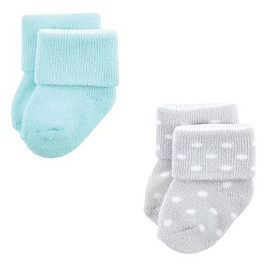 Luvable Friends Baby Girl Newborn and Baby Terry Socks, Coral Dots 12-Pack