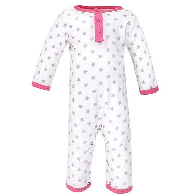 Hudson Baby Infant Girl Cotton Coveralls 3pk, Pink Unicorn