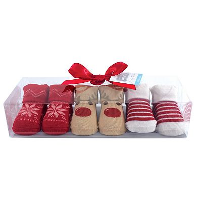 Infant Unisex Socks Boxed Giftset, Reindeer, One Size