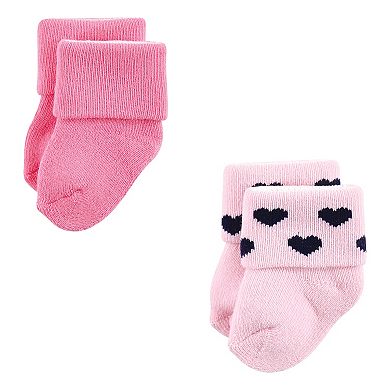 Luvable Friends Baby Girl Newborn and Baby Terry Socks, Pink Mary Janes 12-Pack