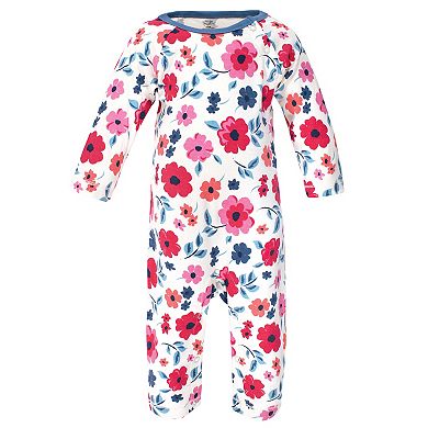Touched by Nature Baby Girl Organic Cotton Coveralls 3pk, Garden Floral