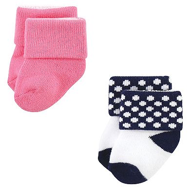 Luvable Friends Infant Girl Newborn and Baby Terry Socks, Bows