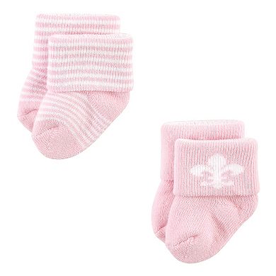 Hudson Baby Infant Girls Cotton Rich Newborn and Terry Socks, Royal 12-Pack