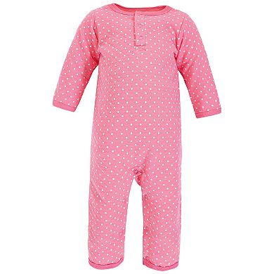 Hudson Baby Infant Girl Premium Quilted Coveralls, Cuteasaurus