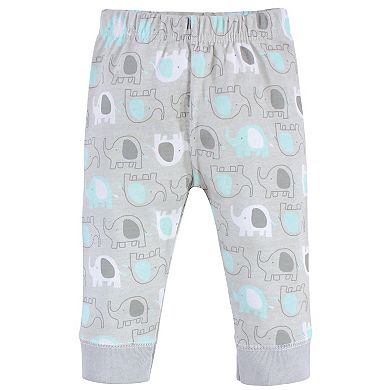 Luvable Friends Baby and Toddler Boy Cotton Pants 4pk, Boy Basic Elephant