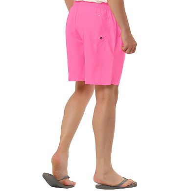 Men's Summer Solid Color Beach Drawstring Waist Mesh Lining Swim Shorts