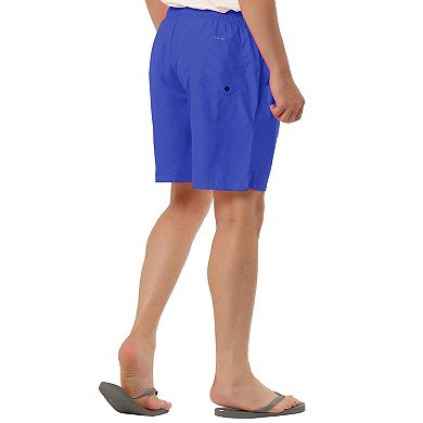 Men's Solid Color Drawstring Waist Surfing Mesh Lining Beach Board Shorts