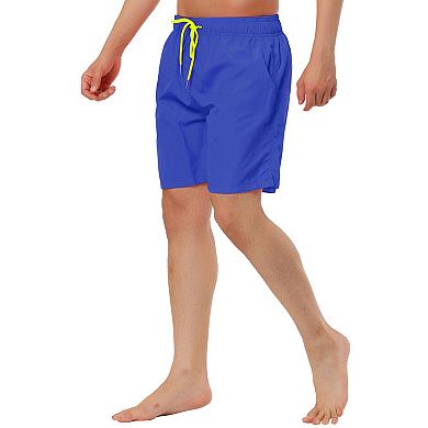 Men's Solid Color Drawstring Waist Surfing Mesh Lining Beach Board Shorts