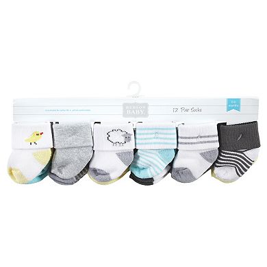 Hudson Baby Unisex Baby Cotton Rich Newborn and Terry Socks, Farm 12-Pack