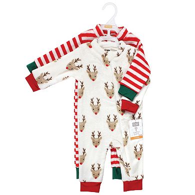 Hudson Baby Unisex Baby Plush Jumpsuits, Red Rudolph