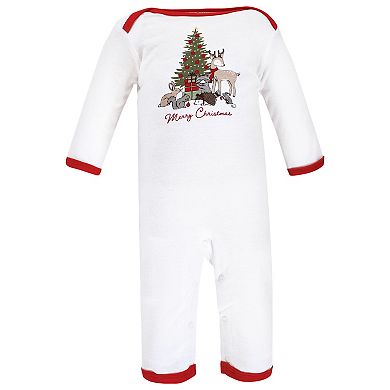 Hudson Baby Unisex Baby Cotton Coveralls, Christmas Forest