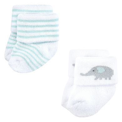 Hudson Baby Unisex Baby Cotton Rich Newborn and Terry Socks, Mom and Dad Gray Mint