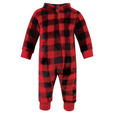 Hudson Baby Unisex Toddler Plush Jumpsuits, Moose Zipper