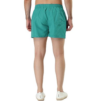 Men's Summer Elastic Waistband Mesh Lining Beach Swim Shorts