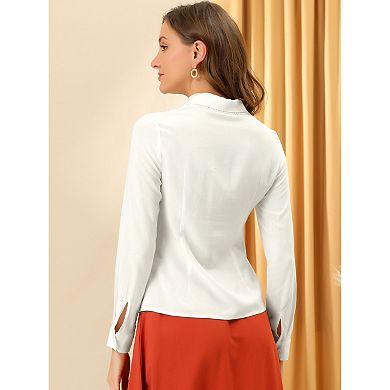 Women's Peter Pan Collar Top Elegant Button Blouse Work Shirt