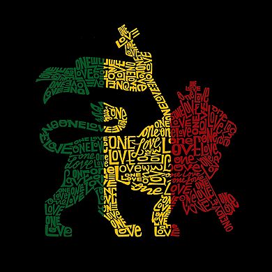Rasta Lion - One Love - Women's Word Art V-Neck T-Shirt