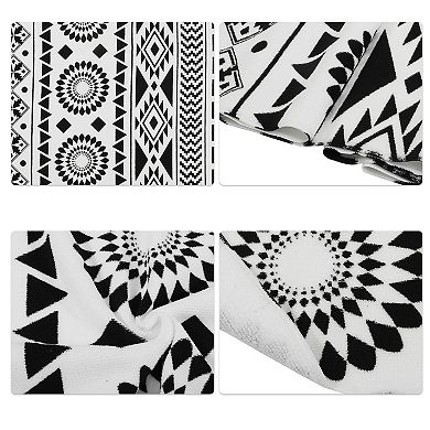 Beach Towel Geometry Pattern Classic Design for Beach Black White 59"x30"
