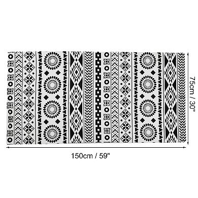 Beach Towel Geometry Pattern Classic Design for Beach Black White 59"x30"