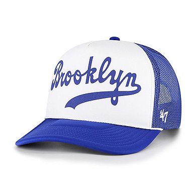 Men's '47 White Los Angeles Dodgers Foam Front Script Trucker Snapback Hat