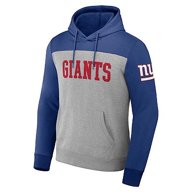 Men's NFL x Darius Rucker Collection by Fanatics Heather Gray New York Giants Color Blocked Pullover Hoodie