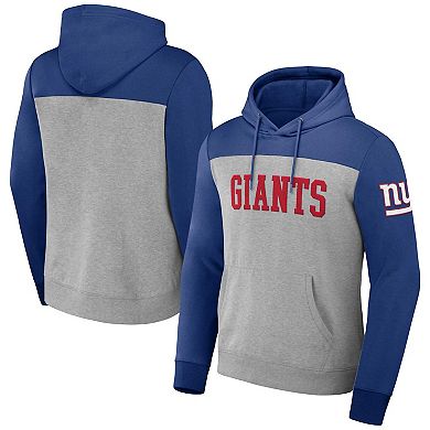 Men's NFL x Darius Rucker Collection by Fanatics Heather Gray New York Giants Color Blocked Pullover Hoodie