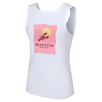 Women's Lusso Style  White Boston Red Sox Lindy Tank Top