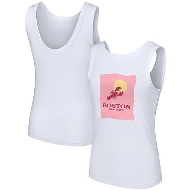Women's Lusso Style  White Boston Red Sox Lindy Tank Top