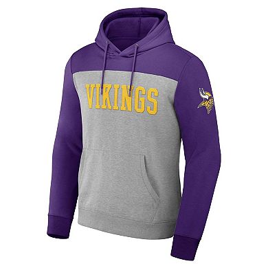 Men's NFL x Darius Rucker Collection by Fanatics Heather Gray Minnesota Vikings Color Blocked Pullover Hoodie