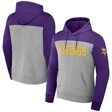 Men's NFL x Darius Rucker Collection by Fanatics Heather Gray Minnesota Vikings Color Blocked Pullover Hoodie