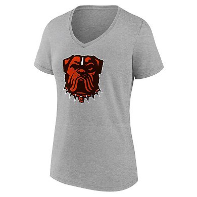 Women's Fanatics Branded Heather Charcoal Cleveland Browns Dawg Logo V-Neck T-Shirt