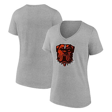 Women's Fanatics Branded Heather Charcoal Cleveland Browns Dawg Logo V-Neck T-Shirt