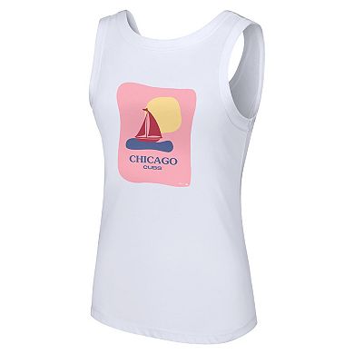 Women's Lusso Style  White Chicago Cubs Lindy Tank Top