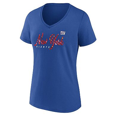 Women's Fanatics Branded Royal New York Giants Shine Time V-Neck T-Shirt