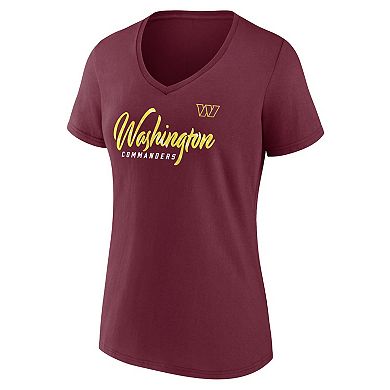 Women's Fanatics Branded Burgundy Washington Commanders Shine Time V-Neck T-Shirt