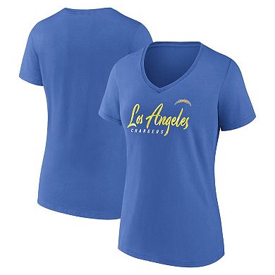 Women's Fanatics Branded Powder Blue Los Angeles Chargers Shine Time V-Neck T-Shirt
