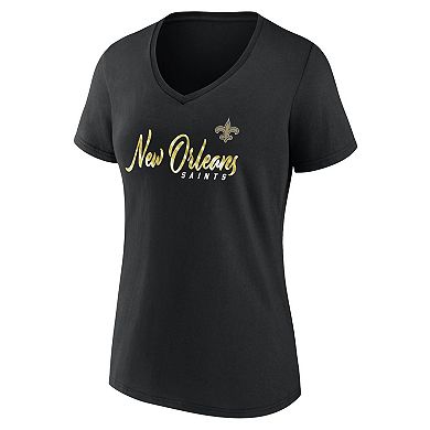 Women's Fanatics Branded Black New Orleans Saints Shine Time V-Neck T-Shirt