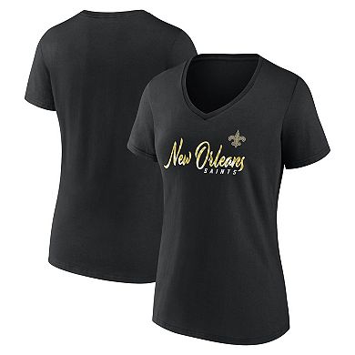 Women's Fanatics Branded Black New Orleans Saints Shine Time V-Neck T-Shirt