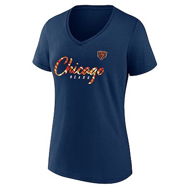 Women's Fanatics Branded Navy Chicago Bears Shine Time V-Neck T-Shirt