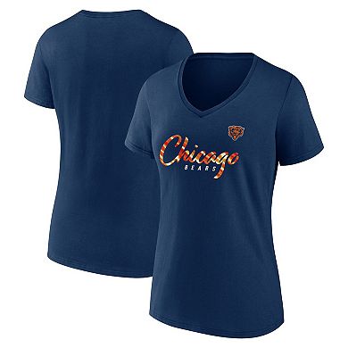 Women's Fanatics Branded Navy Chicago Bears Shine Time V-Neck T-Shirt